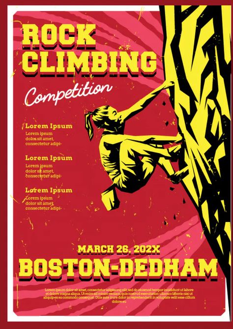 Rock Climbing Flyer Template AI, EPS Rock Climbing Design, Bouldering Illustration, Climbing Graphic Design, Climbing Competition Poster, Free Psd Flyer Templates, Free Psd Flyer, Stair Climbing, Base Jumping, Rock Climbing Memes