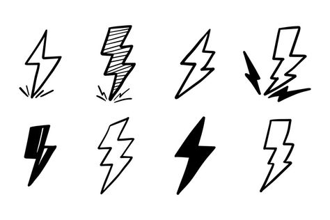 Lightning Doodle, Rancher Hats, Thunder And Lighting, Lightning Bolt Tattoo, Bolt Tattoo, Vector Doodle, Rancher Hat, Side Tattoos, Matching Tattoo