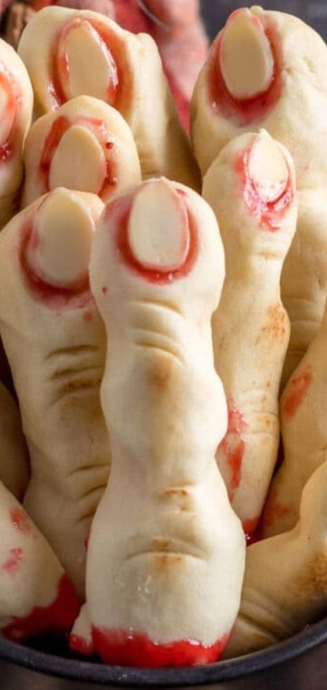 Halloween Finger Cookies, Witch Finger Cookies, Finger Cookies, Witches Fingers, Cookie Base, Halloween Dishes, Kids Cooking Recipes, Holiday Favorite Recipes, Halloween Appetizers