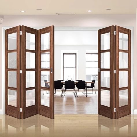 Foldable Doors, Wooden Folding Doors, Wooden Glass Door, Sliding Door Room Dividers, Partition Door, Wooden Sliding Doors, Wooden Partitions, Door Room, Walnut Doors