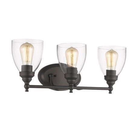 $92   CHLOE Lighting ELISSA Transitional 3 Light Rubbed Bronze Bath Vanity Light Clear Glass 23" Wide Chic Bathroom Remodel, Bronze Vanity Lighting, Traditional Bathroom Vanity, Fixtures Bathroom, Edison Bulbs, Wall Outlet, Electrical Lighting, Bath Vanity Lighting, Wall Outlets