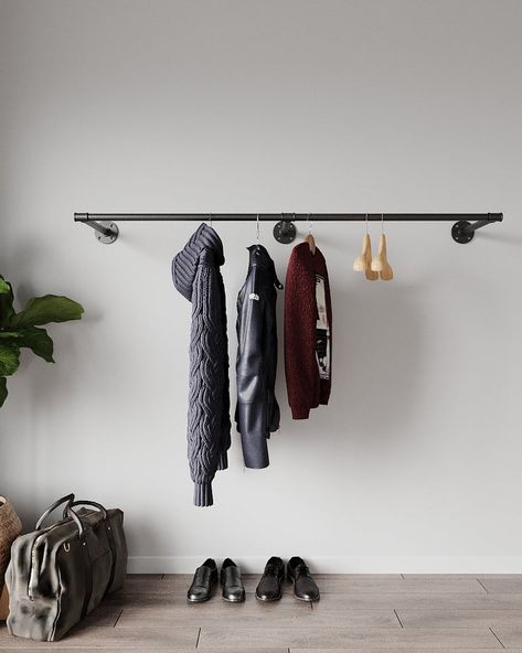 Wall & Ceiling Mounted Rack – Page 5 – Industrial Maestro Clothes Storage Solutions, Wall Mounted Clothing Rack, Hanging Clothes Rail, Wardrobe Rail, Casa Retro, Pipe Rack, Open Wardrobe, Clothes Hanging, Industrial Pipe