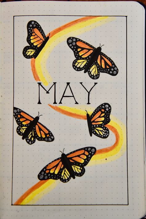 May Month, Butterfly Journal, May Bullet Journal, School Planner, Butterfly Theme, Bullet Journal Themes, Journal Themes, Bullet Journal Inspo, Bullet Journal Ideas Pages