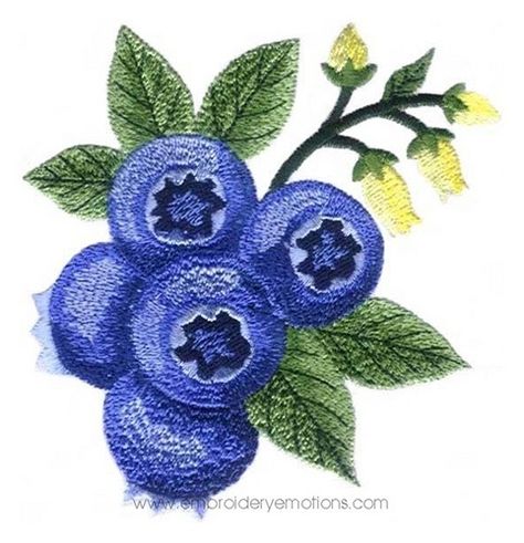 blueberry designs | Realistic Blueberry Machine Embroidery Design ... | Qulting & Fabric Herb Embroidery, Rug Hooking Patterns, Crochet Bedspread, Punch Needle Embroidery, Modern Cross Stitch Patterns, Free Machine Embroidery Designs, Free Machine Embroidery, Machine Embroidery Patterns, Free Embroidery Designs