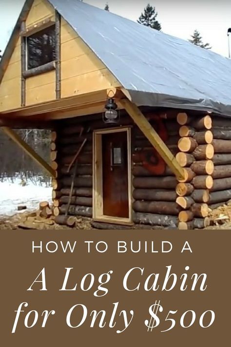 Diy Cabins, Building A Small Cabin, Diy Log Cabin, Cheap Cabins, Cozy Cabin In The Woods, How To Build A Log Cabin, Cabin Diy, Diy Cabin, Cozy Log Cabin