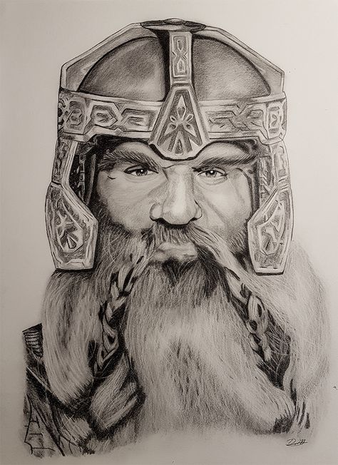 Gimli Lord Of The Rings, Lotr Gimli, Lotr Legolas, Rings Tattoo, Badass Drawings, Lord Of The Rings Tattoo, Hobbit Art, Middle Earth Art, Tolkien Art