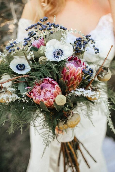 Protea Wedding, Protea Bouquet, Poppy Bouquet, Bouquet Images, White Anemone, Diy Wedding Bouquet, Wedding Flower Decorations, Wedding Bridal Bouquets, Junebug Weddings