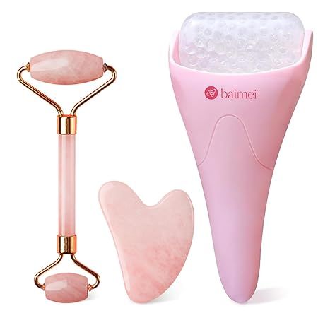 Amazon.com: BAIMEI Jade Roller & Gua Sha(Pink) and Ice Roller, Refresh Your Skin : Beauty & Personal Care Gua Sha Pink, Bday Wishlist, Ice Roller, Morning Skin Care Routine, Jade Roller, Gua Sha, Christmas List, Your Skin, Skin Care Routine