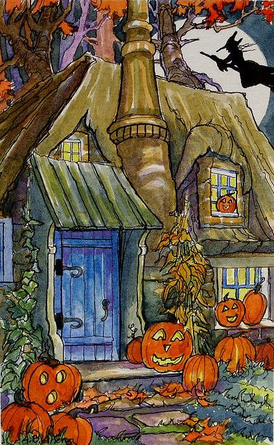 Creature Fantasy, Image Halloween, Pumpkin Illustration, Pumpkin House, 동화 삽화, Storybook Art, Storybook Cottage, Halloween Artwork, Halloween Illustration