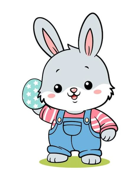 Small Chibi Drawings, Small Cartoon Drawings, Bunny Cartoon Drawing, Calendar April, Easter Drawings, Chibi Art, Cute Bunny Cartoon, Easy Drawings For Kids, Logo Psd