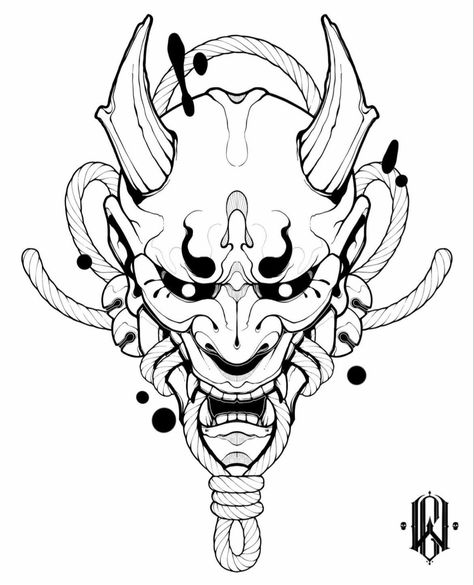 Hannya Maske Tattoo, Ink Art Drawing, Hannya Maske, Mascara Oni, Japanese Demon Tattoo, Japanese Mask Tattoo, Oni Mask Tattoo, Raven Artwork, Oni Tattoo