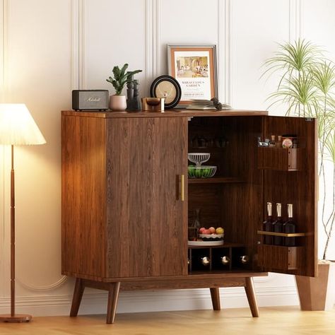 Mieres Modern Style Wooden Wine Bar Cabinet, Kitchen Storage Sideboard Buffet Cabinet - N/A - On Sale - Bed Bath & Beyond - 37744712 Bars Ideas, Bar Storage Cabinet, Sideboard Bar Cabinet, Coffee Lifestyle, Corner Coffee, Coffee Mornings, Coffee Inspiration, Space Coffee, Coin Café