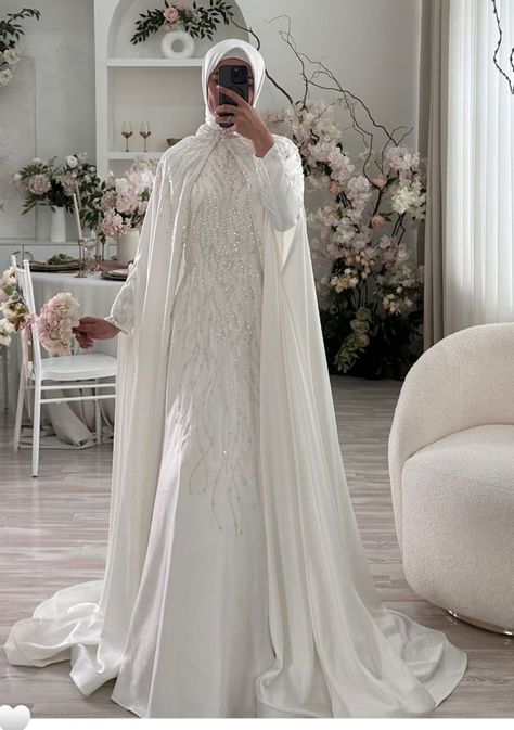 Traditional Syrian Wedding Dress, Nikah Abaya Dress, White Afghan Dress, Modest Engagement Dress Hijab, White Bridal Abaya, Hijabi White Wedding Dress, Modest Nikkah Dress, Nikkah Abaya White, Elegant Hijab Wedding Dress