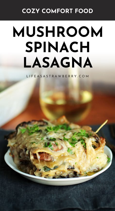 Creamy Mushroom Spinach Lasagna, Creamy Mushroom Lasagna, Mushroom Alfredo Lasagna, Vegetarian Lasagna Recipe Spinach, Chicken Spinach Mushroom Lasagna, Portobello Mushroom Lasagna, Spinach Lasagne Recipes, Creamy Spinach And Mushroom Lasagna, Chicken Mushroom Spinach Lasagna