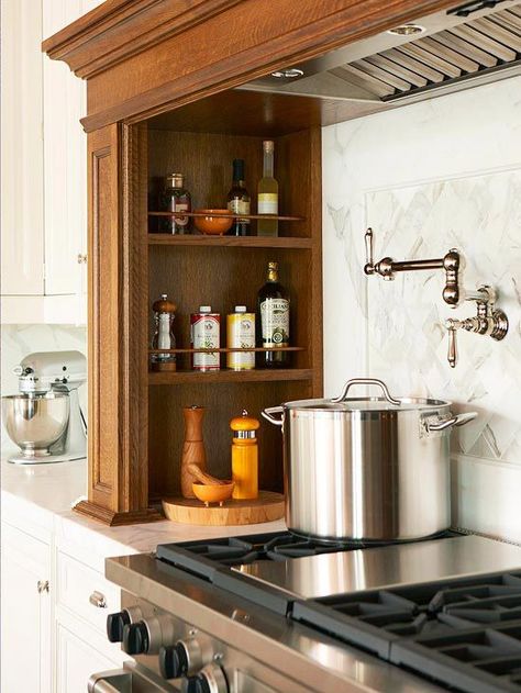 {Design Inspiration}: Kitchen Hood Details | Bria Hammel Interiors Kitchen Storage Shelves, Butlers Pantry, Dream Kitchens Design, Sleek Storage, Kitchen Hoods, Classic Kitchen, Kitchen Stove, Trendy Kitchen, Kitchen Remodel Idea