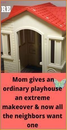 Blue Spray Paint, Best Auntie Ever, Blue Roof, Extreme Makeover, Red Roof, Kids Playhouse, Crafty Moms, Barbie Furniture, Play House