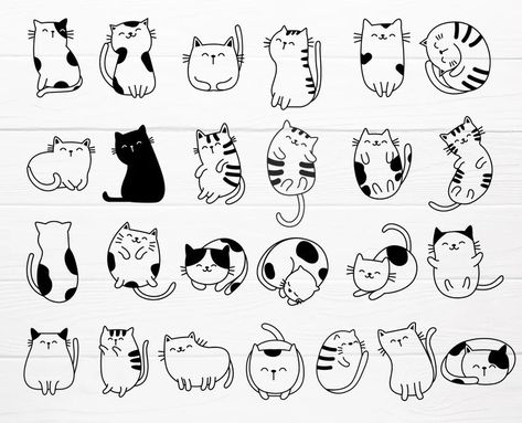 Mechanical Cards, Cat Sketches, Cat Doodle, Drawing Cats, Cat Vector, Cat Cartoon, Cat Clipart, Simple Doodles, Cartoon Cute