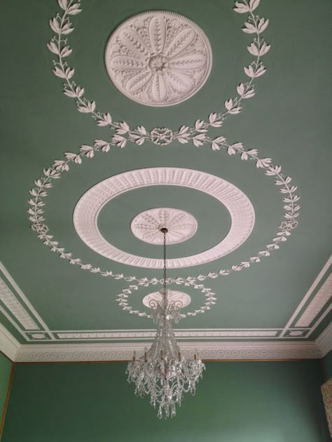 Irish ceiling Irish Country House, Plaster Ceiling Design, Pop Design For Roof, Georgian Interiors, Pop False Ceiling Design, Pop Ceiling Design, House Ceiling Design, Ceiling Art, Plaster Ceiling