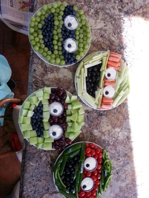 Ninja turtle fruit and veggie trays. My mom made these and they turned out amazing! Smiley Face Veggie Tray, Ninja Turtle Fruit Tray, Turtle Fruit, Camp Recipes, Cowabunga Dude, Tmnt Birthday, Ninja Turtles Birthday Party, Tmnt Party, Birthday Party Snacks