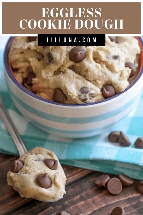 Grab a Spoon! This Eggless Cookie Dough recipe is for all the cookie dough lovers out there! With NO eggs included in this recipe, you can use this edible cookie dough in shakes, fudge, brownies, or eat it all by itself!! #egglesscookiedough #cookiedough #cookiedoughrecipe #egglesscookiedoughrecipe #ediblecookiedough Eggless Cookie Dough Recipe, Egg Free Cookie Dough, Eggless Cookie, Eggless Cookie Dough, Cookie Dough To Eat, Edible Cookie Dough Recipe, Cookie Dough Recipe, Healthy Cookie Dough, Make Chocolate Chip Cookies