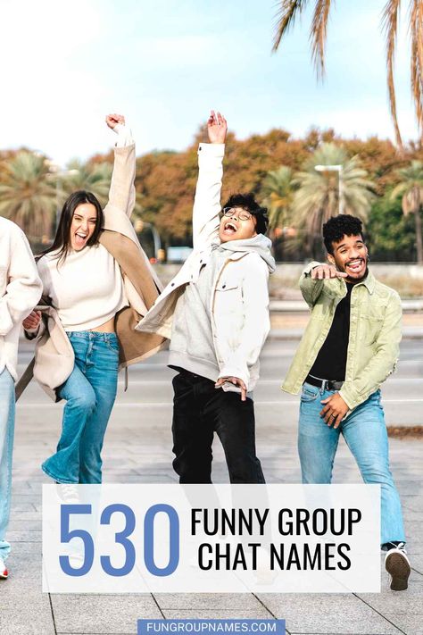 530 Funny Group Chat Names For Everyone Groupchat Names For 3 People Funny, Trip Group Chat Names, Funny Sibling Group Chat Names, Desi Group Chat Names, Life360 Group Names, Life 360 Circle Names For Friends, Group Chat Names For 5 Friends, Bestie Group Chat Names, Group Chat Names Friends