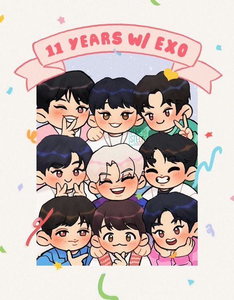 Exo Background, Exo Chibi, Exo Art, Exo Fan Art, Exo Fanart, Exo Lockscreen, Exo Ot12, Exo Fan, Kpop Exo