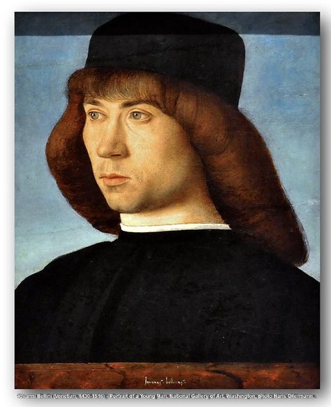 Venetian Gentleman  Giovanni Bellini (Venetian, 1430-1516) - Portrait of a Young Man. National Gallery of Art, Washington 16th Century Portraits, Medieval Things, Hans Memling, Giovanni Bellini, John Russell, Istoria Artei, Italian Painters, Literature Books, National Gallery Of Art