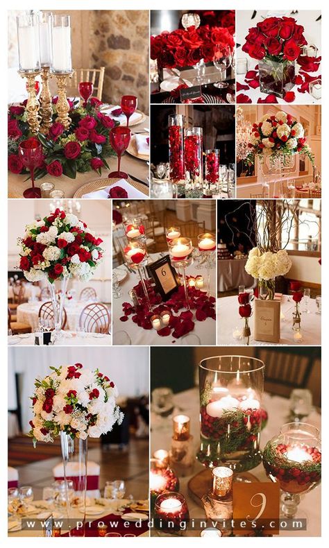 Red And White Wedding Decorations, Burgundy And Gold Wedding, Gold Wedding Ideas, Red And White Wedding, Christmas Wedding Themes, Red Gold Wedding, Red Wedding Decorations, White Wedding Decorations, Red Wedding Invitations