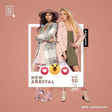 Fashion Brand Creative Ads, Online Shopping Poster Design, New Products Poster, Sale Product Design, Clothes Poster Design Graphics, Fashion Brand Post Ideas, Clothes Instagram Post Design, Clothing Post Ideas, Fashion Creative Post