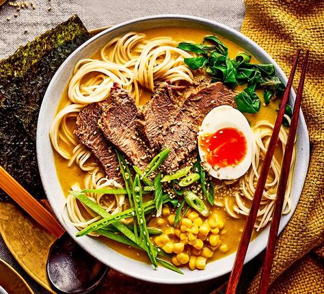 Curried brisket ramen Brisket Ramen, Sweetcorn Bake, Fresh Ramen Noodles, Teriyaki Noodles, Miso Chicken, Chicken Ramen, Creamy Mushroom Soup, Chicken Rice Soup, Homemade Ramen