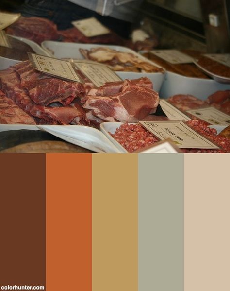 Organic Meat Color Scheme Meat Color Palette, Organic Food Color Palette, Meat Branding Design, Butcher Design Branding, Meat Packaging Design Branding, Meat Logo, Organic Meat, Names List, Meat Shop