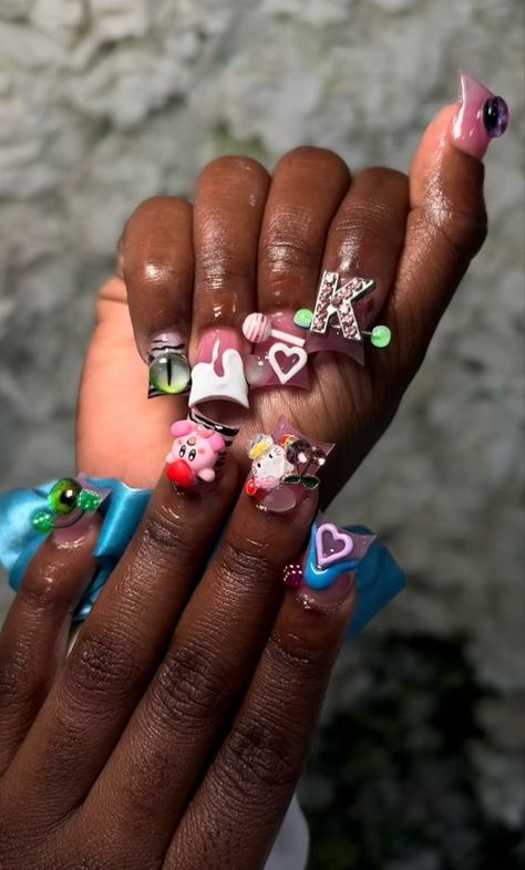 Unique Acrylic Nail Designs, Junk Nails, Tapered Square Nails, Hard Nails, Duck Nails, Colored Acrylic Nails, Simple Acrylic Nails, Dope Nail Designs, Short Square Acrylic Nails