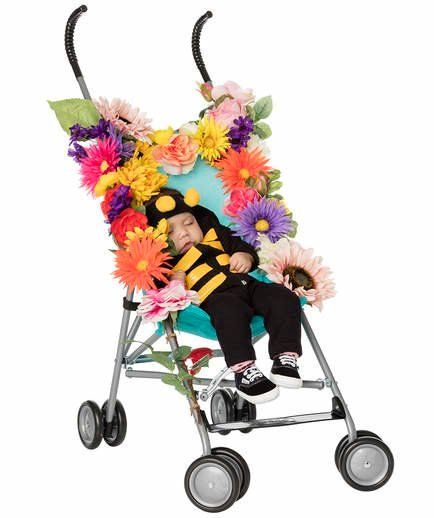 5 Funny Baby Halloween Costumes That Are Too Cute for Words | Bumble Bee Costume Bee And Flower Costume, Stroller Halloween Costumes, Funny Baby Halloween Costumes, Stroller Costume, Wing Template, Funny Baby Costumes, Worst Costume, Bumble Bee Costume, Halloween School Treats