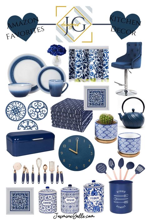 Navy Room Decor, Navy Blue Rooms, Blue And White Kitchen, Navy Blue Kitchen, Navy Living Rooms, Blue And White Living Room, Navy Decor, Blue Kitchen Decor, Blue Living Room Decor