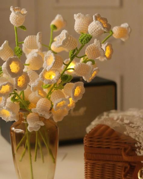 LED Night Lights Lily Of The Valley Garland Fairy String Lights Gift Handmade DIY Flower Lamp Home Room Wedding Birthday Decor| | - AliExpress Crochet Flower Led Lights, Crochet Led Light, Crochet Flowers Room Decor, Lily Of The Valley Fairy Lights Crochet, Lily Of The Valley Room Decor, Crochet Lily Of The Valley Lamp, Crochet Flower Lights, Crochet Decorations Home, Crochet String Lights