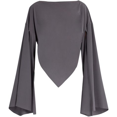 Balenciaga Boat-neck triangular-hem silk blouse found on Polyvore featuring tops, blouses, grey, grey silk blouse, gray silk blouse, elephant top, long silk blouse and elephant blouse Grey Silk Blouse, Boatneck Blouse, Balenciaga Shirt, Boat Neck Shirt, Gray Blouse, Boat Neck Blouse, Silk Clothing, Elephant Shirt, Silk Blouses