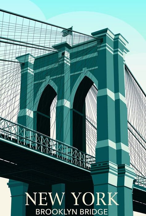 New York Bridge, Landmark Poster, Familiar Places, New Nature Wallpaper, Instagram Feed Planner, Luxury Packaging Design, Cool Pictures For Wallpaper, Building Illustration, Travel Globe