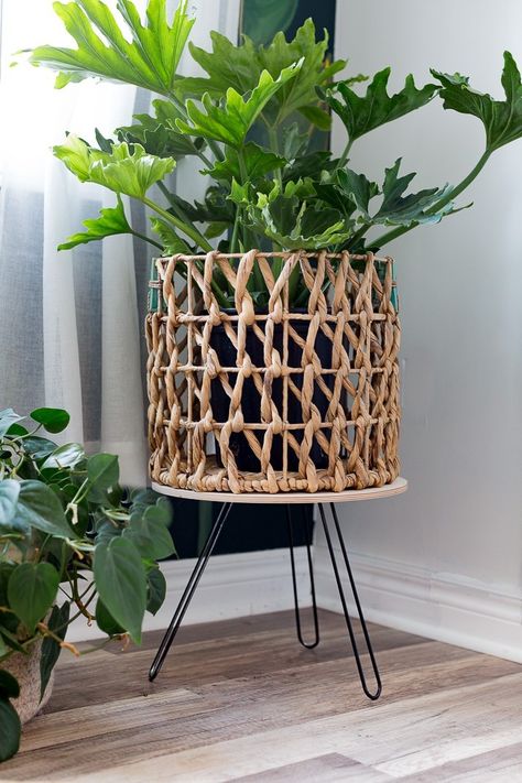 Plant Table Diy, Plant Pot Diy, Diy Planter, Diy Plant Stand, Plant Table, Diy Basket, Table Diy, Metal Art Diy, Plant Stands