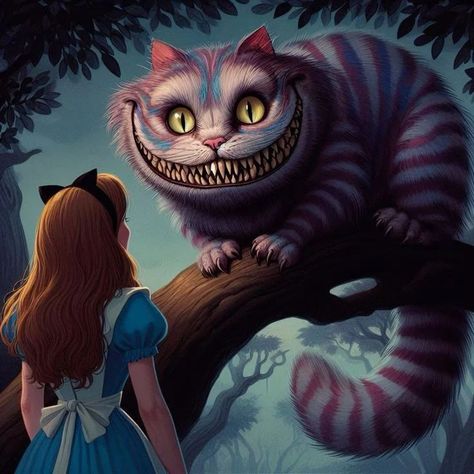 Cheshire Tat Sleeve, Cheshire Cat Art, Fairy Cartoon, Alice In Wonderland Artwork, Wonderland Artwork, Disney Icons, Horror Themes, Disney Favorites, Disney Alice