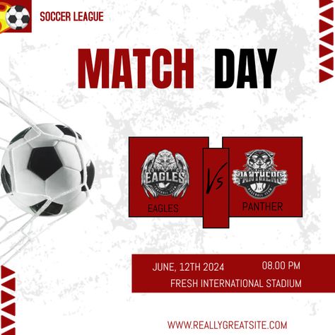 Create the perfect design by customizing easy to use templates in MINUTES! Easily convert your image designs into videos or vice versa! Browse through effective promotional flyers, posters, social media graphics and videos. Download web quality graphics for free! Prices start at $2.99 ONLY. Match Day Football Design, Match Day Poster Design, Match Day Poster, Football Template, Soccer Posters, Admissions Poster, Cricket Poster, One Word Instagram Captions, Soccer Event