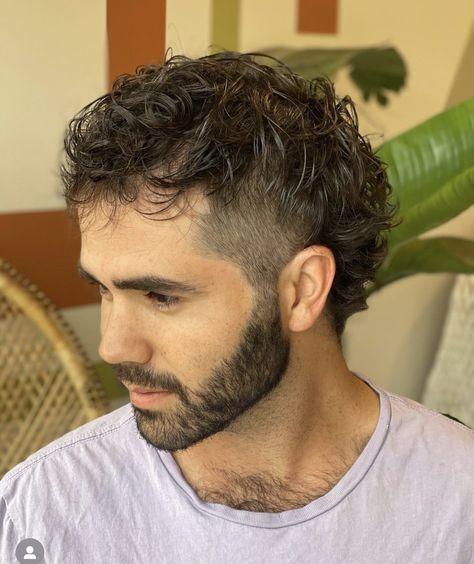 Classy Mullet, Short Mullet Fade, Mullet Taper, Mullet Hairstyles, Mullet Hair, Mullet Fade, Men's Curly Hairstyles, Goatee Beard, Men With Curly Hair