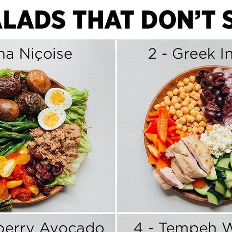 18K likes, 205 comments - meowmeixJune 29, 2020 on : "4 Delicious Salad Combos You’ll Love! (Swipe ➡️ for Each Salad Breakdown) Because salads don’t have to suck 😉⁠⠀ .⁠⠀ Wh..." Salad Combos, Tuna In Oil, Mini Tomatoes, Cooked Beets, Mini Potatoes, Hard Boiled Egg, Eat Salad, Grape Tomatoes, Delicious Salads