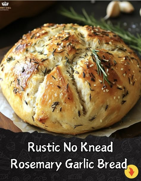 Rosemary Garlic Bread Loaf, Homemade Rosemary Bread Recipes Easy, No Knead Rustic Rosemary Garlic Bread, Rustic No Knead Rosemary Bread, Best Crusty Bread Recipe, Bread No Knead Dutch Oven, Everything Dutch Oven Bread, Rustic No Knead Garlic Rosemary Bread, Rustic No Knead Bread