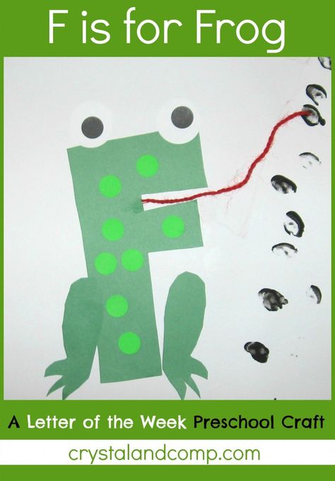 Letter of the Week-  craft F is for Frog.  She has most of the letters.  Looks like she just hasn't quite made it through the alphabet yet. F Is For Frog, Letter Of The Week Preschool, Letter F Craft, Frog Template, Frog Craft, Preschool Letter Crafts, Abc Crafts, The Letter F, Alphabet Letter Crafts