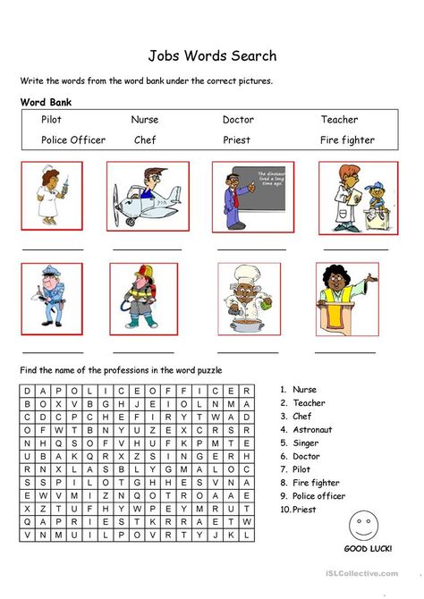 Kindergarten Jobs, Worksheet For Class 2, Ingles Kids, English Worksheets For Kindergarten, English Teaching Materials, Improve Your Vocabulary, English Exercises, Career Exploration, Printable Preschool Worksheets