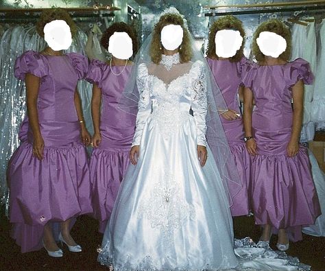 90s Bridesmaid Dresses, Bad Bridesmaid Dresses, Bad Wedding, Ugly Bridesmaid Dresses, Ugly Wedding Dress, Worst Wedding Dress, Gowns Vintage, Vintage Bridesmaids, Wedding Party Outfits