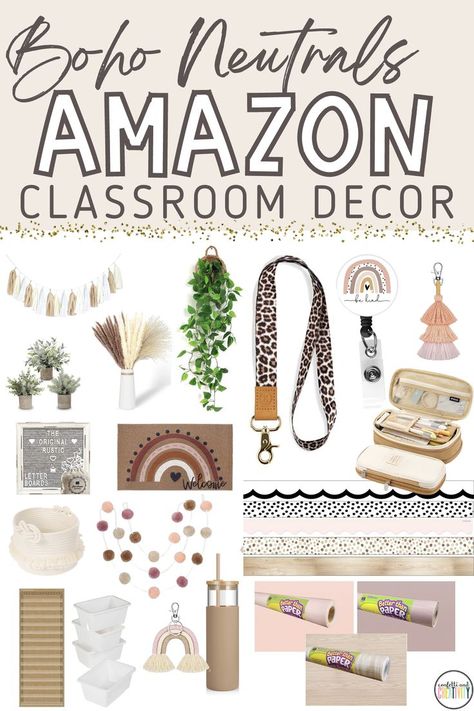 Amazon Classroom Must Haves, Boho Classroom Decor Ideas, Calming Classroom Decor, Amazon Classroom, Calming Classroom, Classroom Must Haves, Neutral Classroom, Teaching Classroom Decor, Classroom Decor Ideas