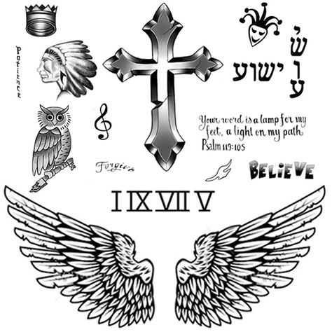 Justin Bieber Wings Tattoo, Min Tattoo, Justin Bieber Tattoos, Rose Tattoo Stencil, Temporary Tattoo Paper, Tattoo Chest, Christian Sleeve Tattoo, Small Quote Tattoos, Realistic Temporary Tattoos