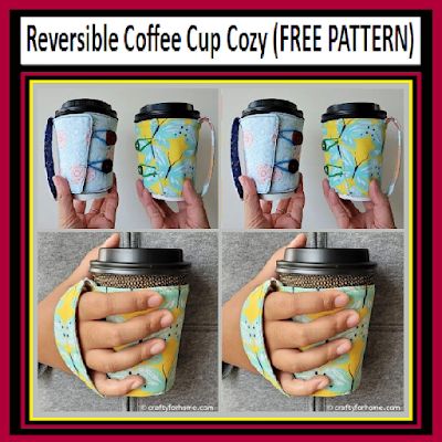 Reversible Coffee Cup Cozy (FREE PATTERN) Coffee Cup Cozy Template, Iced Coffee Sleeve Pattern, Coffee Cup Sleeve Pattern, Coffee Cup Cozy Sewing Free Pattern, Cup Cozy Template Free Printable, Witch And Warlock, Diy Coffee Sleeve, Cup Sleeve Pattern, Coffee Sleeve Pattern