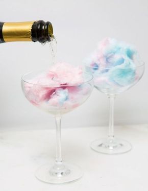 Unicorn Cocktails - Colorful Cocktail Ideas Cotton Candy Drinks, Brunch Punch, Painkiller Cocktail, Bachelorette Party Drinks, Cotton Candy Champagne, Champagne Recipes Cocktails, Champagne Drinks, Candy Drinks, Rum Cocktails